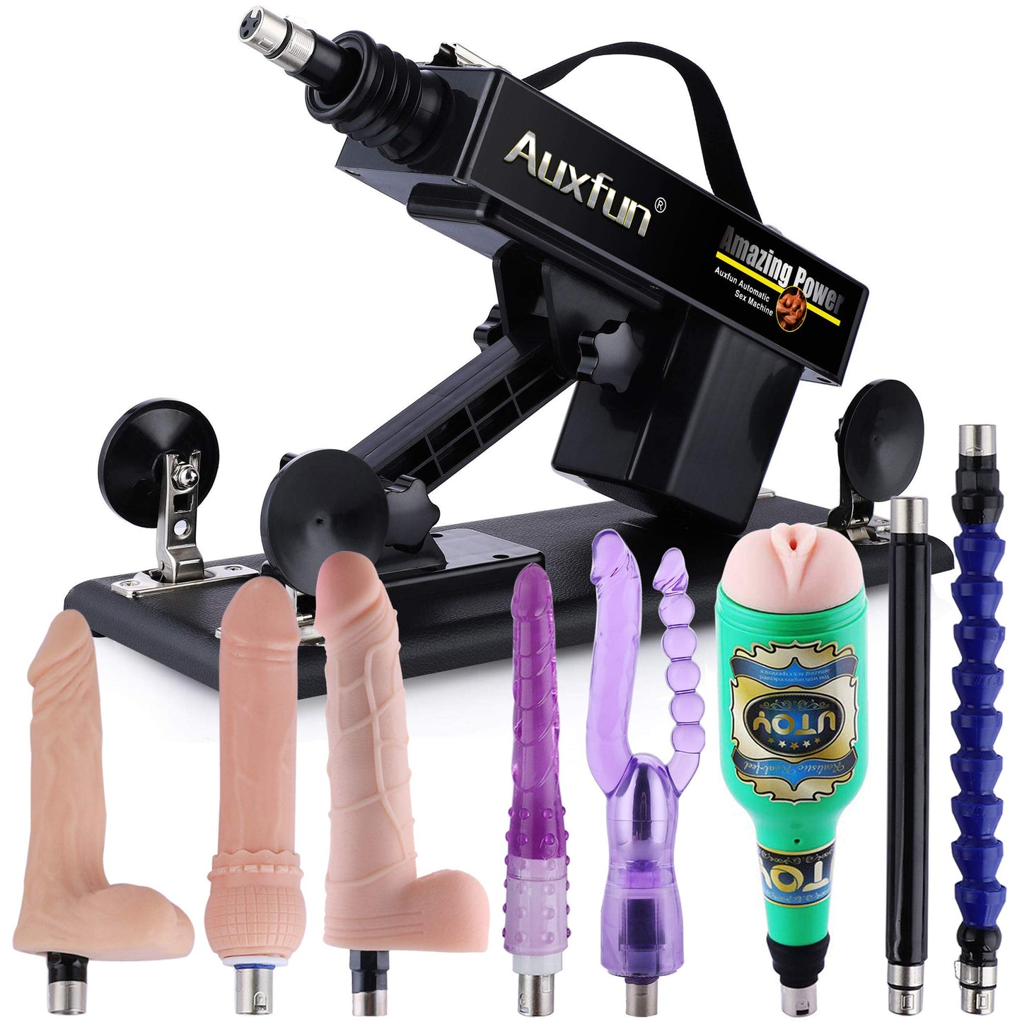 AUXFUN Sex Machine Guns, Automatic Machine Adult Sex Toys Adjustable 3 XLR Connector Love Machine with 8 Attachments for Men Women and Couples