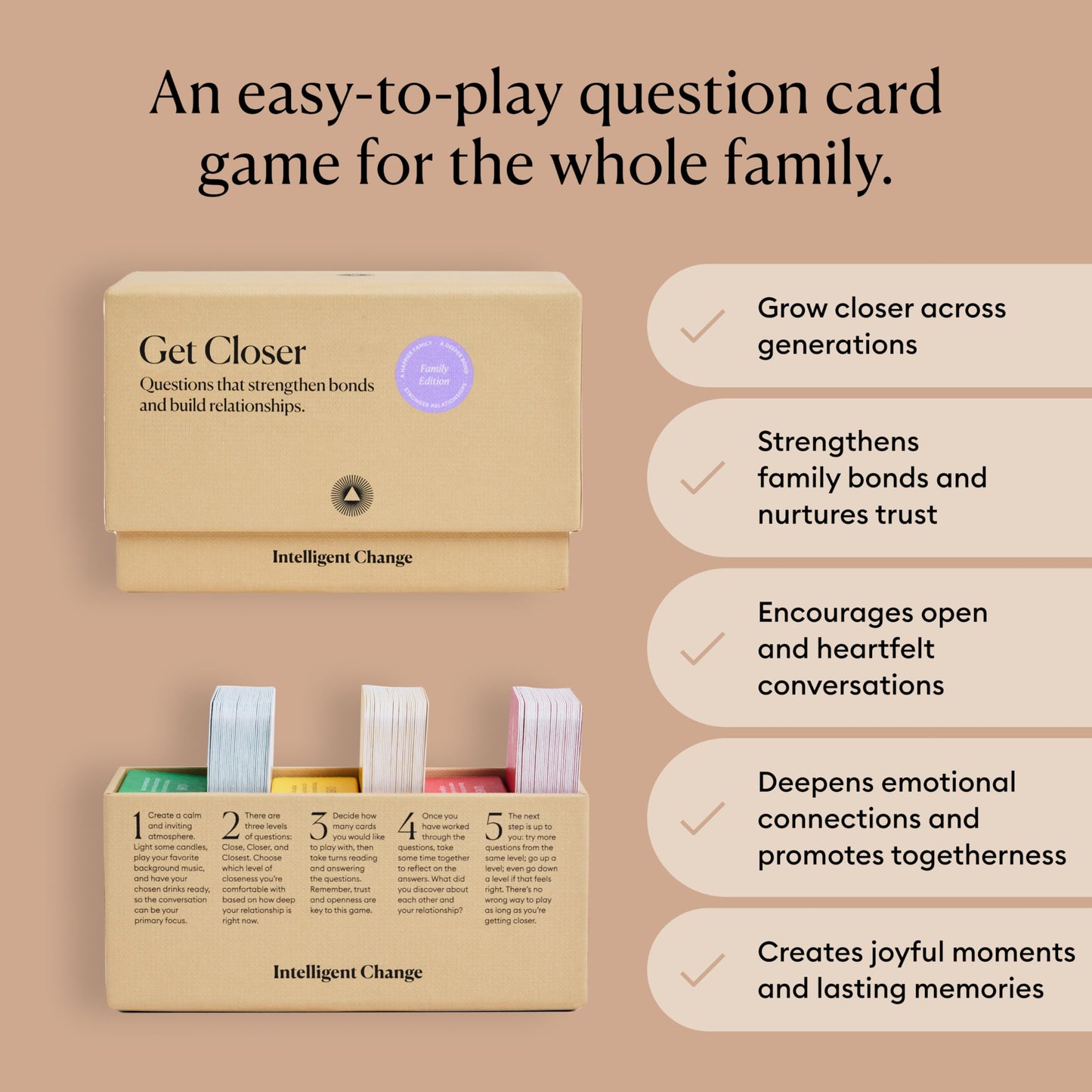 Intelligent Change Get Closer Conversation Cards for Couples, Intimacy Deck Card Game, Fun Date Night Ideas, 100 Icebreaker Couple Questions to Strengthen Bonds and Relationships