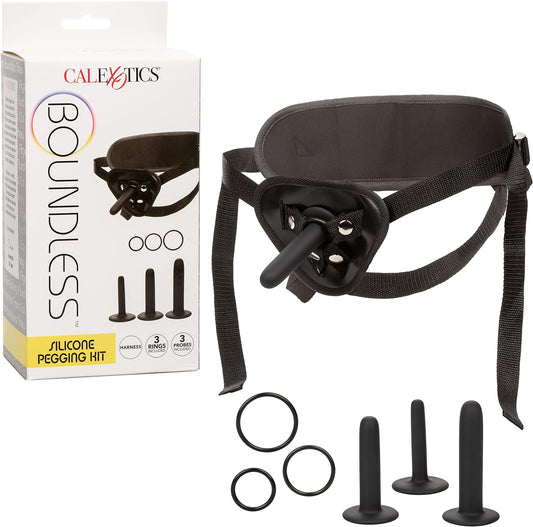 CalExotics Boundless Silicone Pegging Kit with Adjustable Strap On Harness - SE-2700-75-3 Black