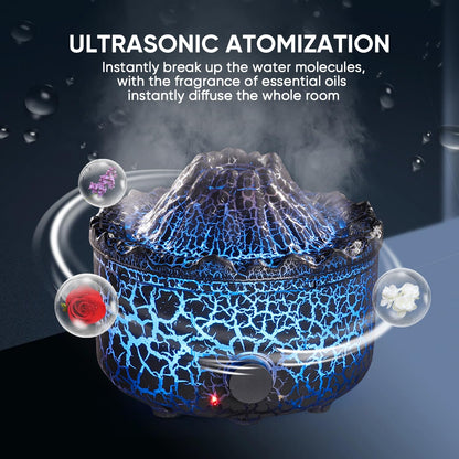 Aromatherapy Essential Oil Diffuser, 560ml Ultrasonic Cool Mist Diffuser/Humidifier with Flame & Volcano 2 Mist Mode, for Bedroom,Office,Home, Auto Shut-Off, Remote Control, Gift (Blcak)