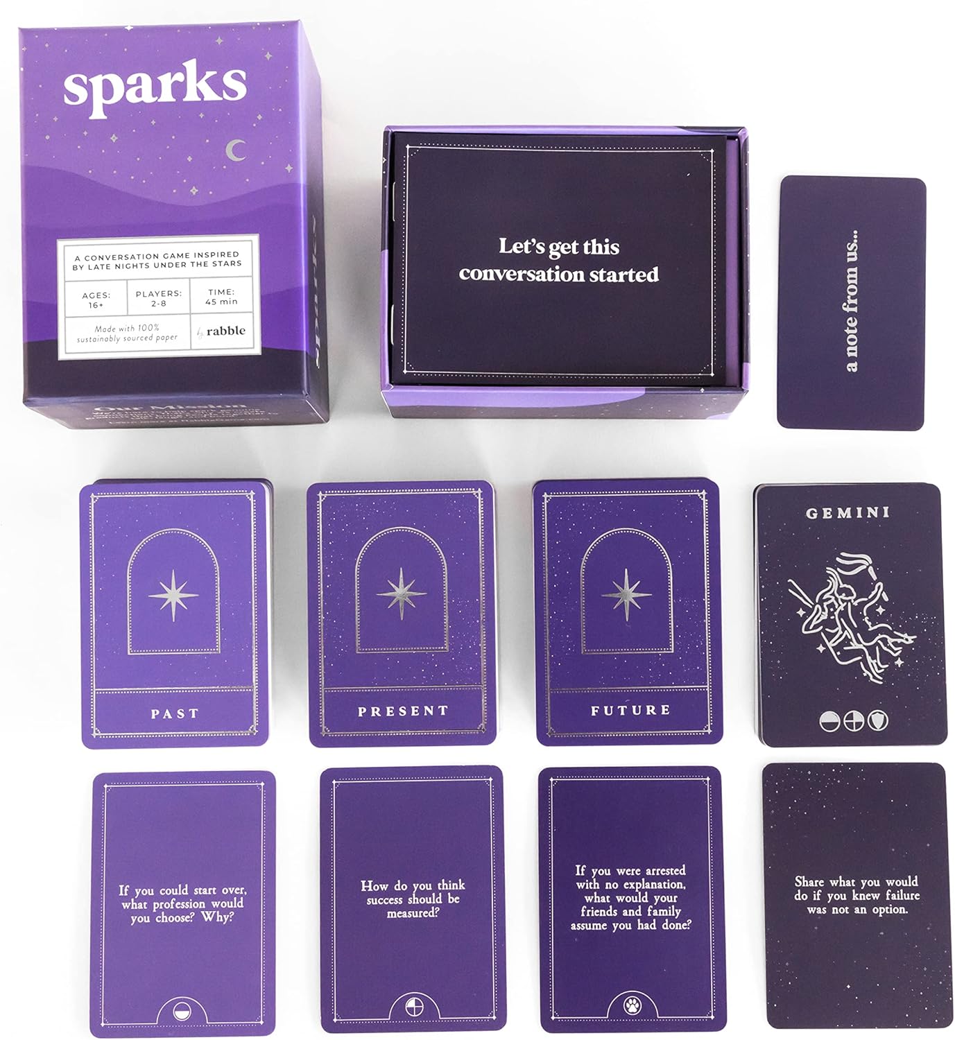 Sparks - A Conversation Game Inspired by The Stars | 2-8 Players, Conversation Cards for Couples, Friends, Family - Card Games for Couples and Adults