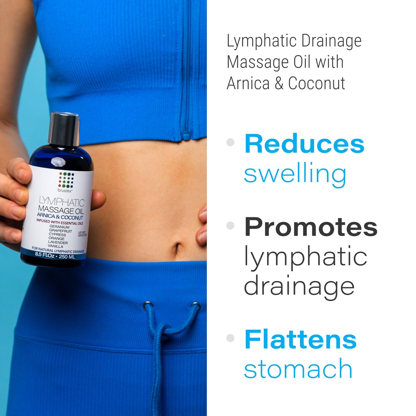 Lymphatic Drainage Massage Oil with Arnica Oil & Coconut for Post Surgery Recovery & Lymphatic Drainage Massager, Liposuction, 360 Lipo, BBL, After Tummy Tuck Surgery Items, Fibrosis Treatment, 8.5 Oz