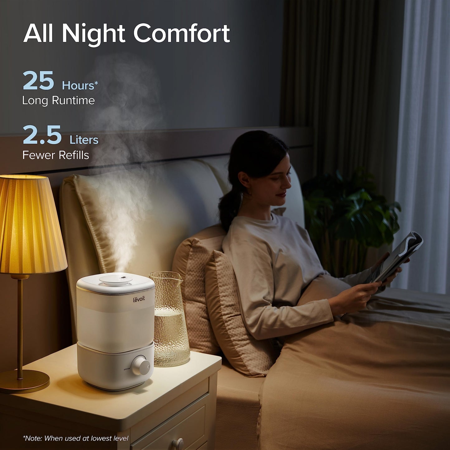 LEVOIT Humidifiers for Bedroom, Quiet (3L Water Tank) Cool Mist Top Fill Essential Oil Diffuser with 25Watt for Home Large Room, 360° Nozzle, Rapid Ultrasonic Humidification for Baby Nursery and Plant
