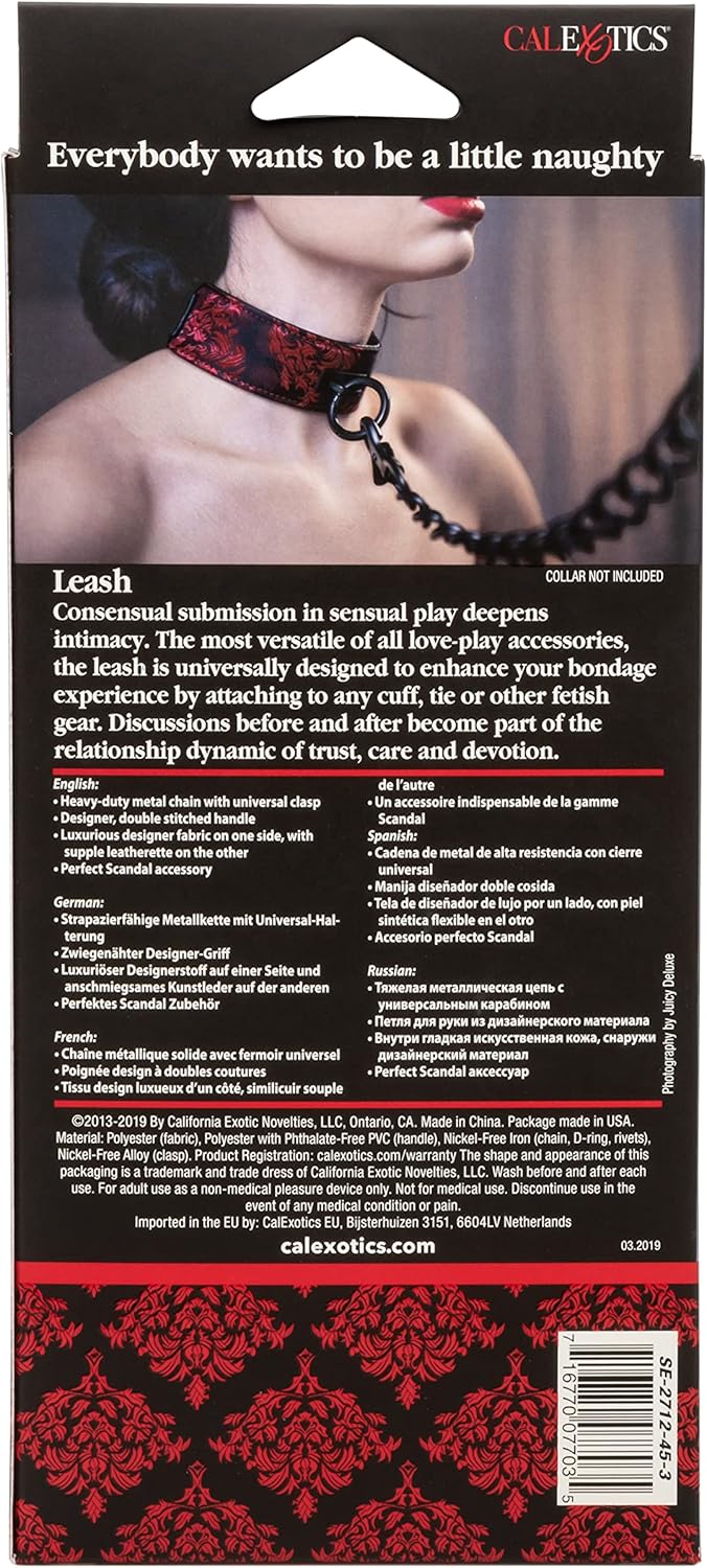 CalExotics Scandal Leash – BDSM Fetish Play for Couples – Bondage Restraint Lingerie – Black