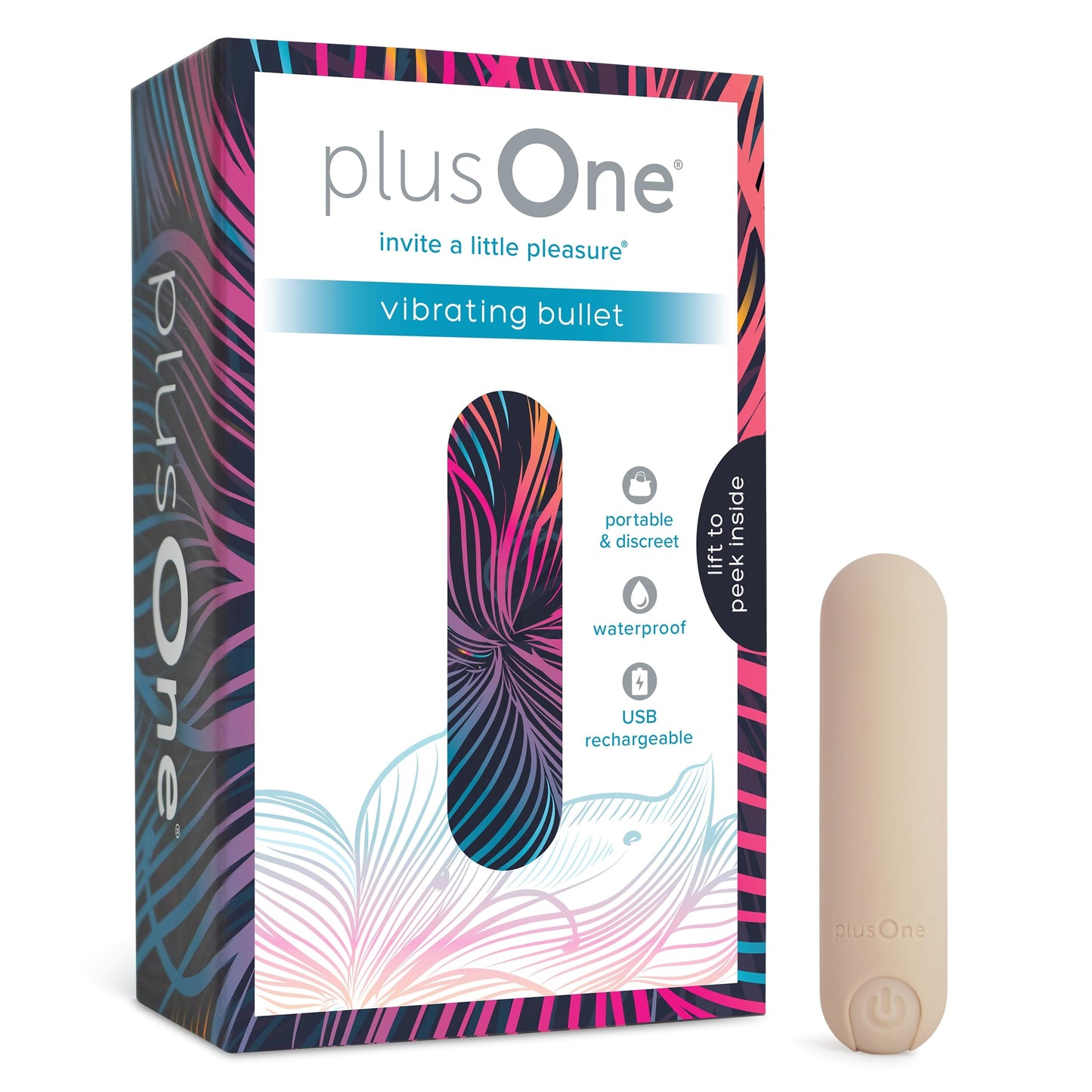 plusOne Bullet Vibrator for Women, Mini Vibrator Made of Body-Safe Silicone, Fully Waterproof, USB Rechargeable, Personal Massager with 10 Vibration Settings, Purple