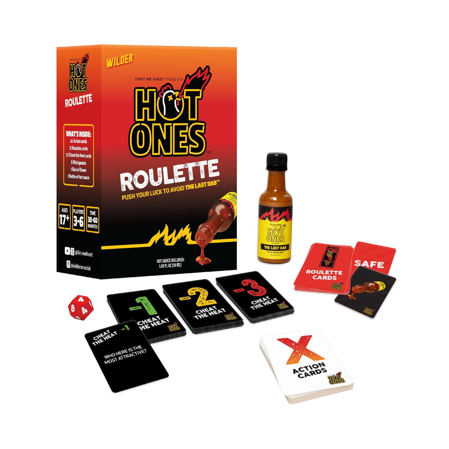 Wilder Hot Ones Roulette – Hot Sauce Included – A Push Your Luck Party Game