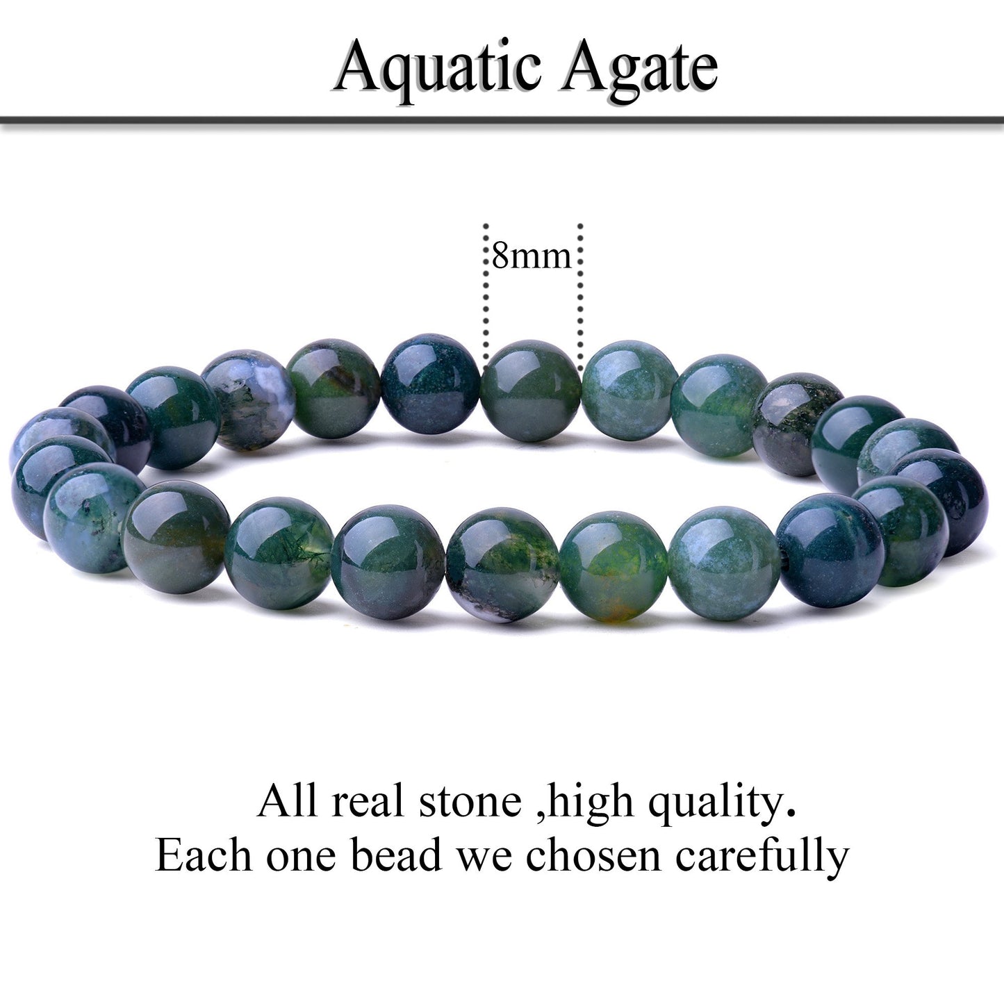 Natural 8mm Gorgeous Semi-Precious Gemstones Healing Crystal Stretch Beaded Bracelet Unisex