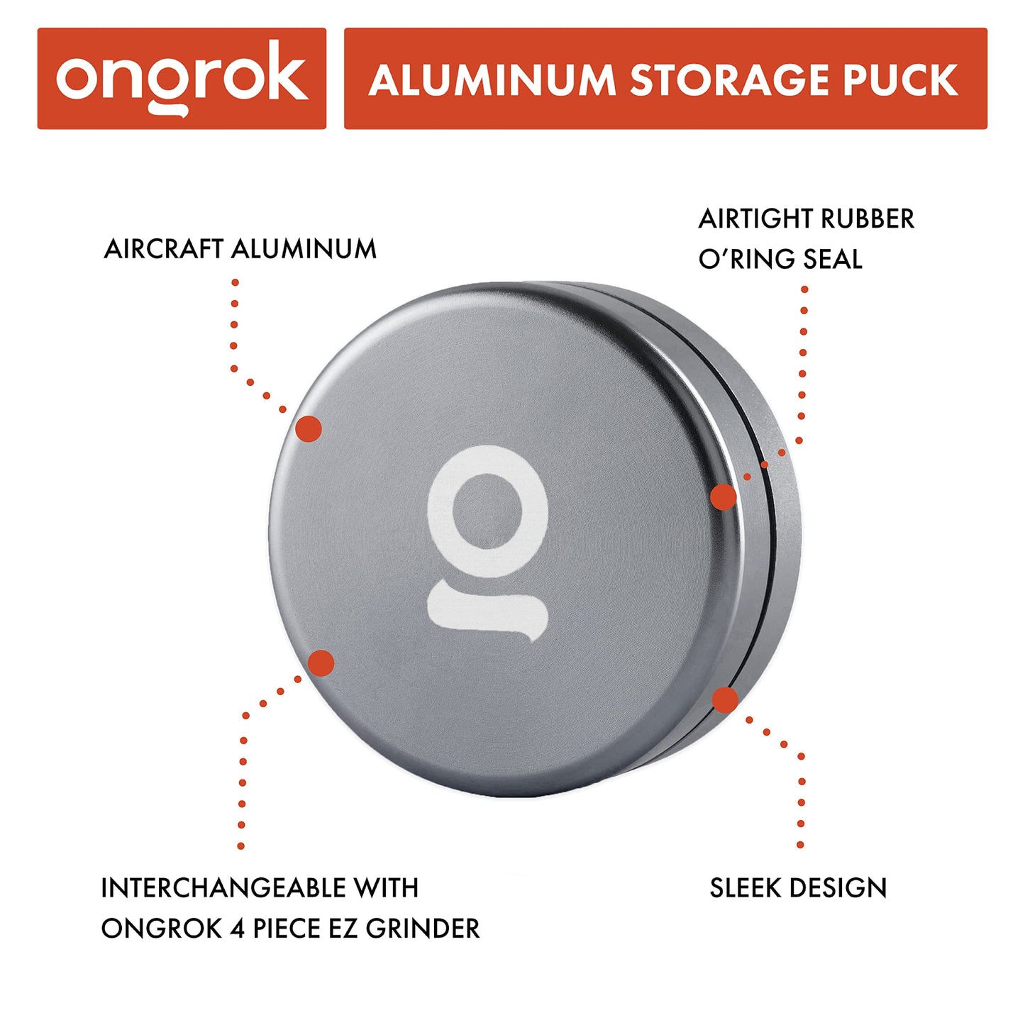 ONGROK Storage Puck, Gold, Perfect Size Case to Store in Your Pocket, Airtight, Preserves Moisture Profile, Smell and Aroma
