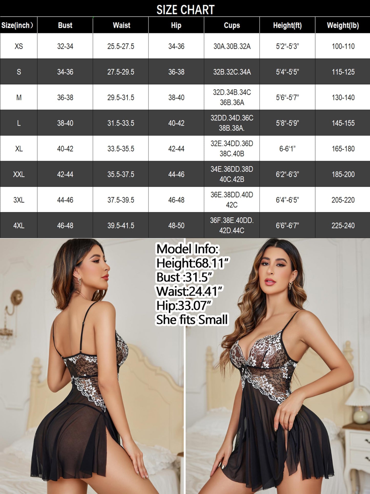 Avidlove Women Lace Lingerie Babydoll Sexy Chemise Exotic Nightgowns Bridal Nightdress