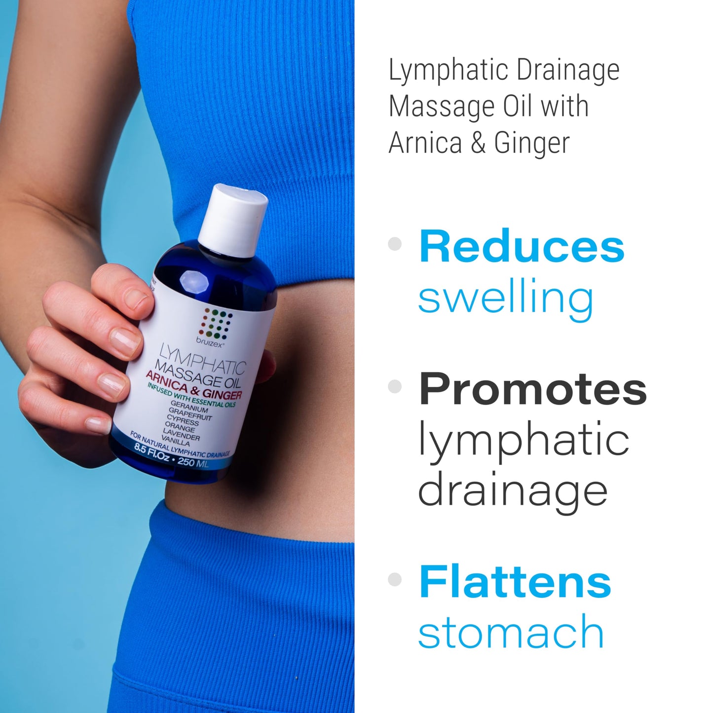 Lymphatic Drainage Massage Oil with Arnica Oil & Coconut for Post Surgery Recovery & Lymphatic Drainage Massager, Liposuction, 360 Lipo, BBL, After Tummy Tuck Surgery Items, Fibrosis Treatment, 8.5 Oz