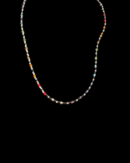 Black to Silver Rainbow Beaded Necklace
