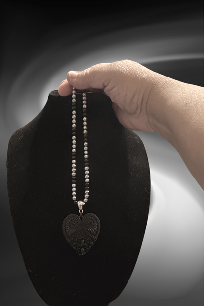 Vintage Inspired Heart Pendant with Beaded  Necklace