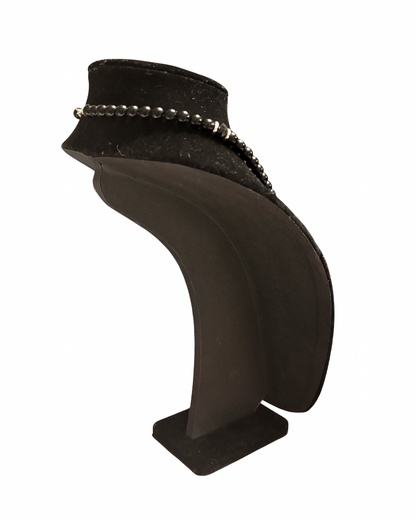 Mens Onyx and Steel Beaded Necklace