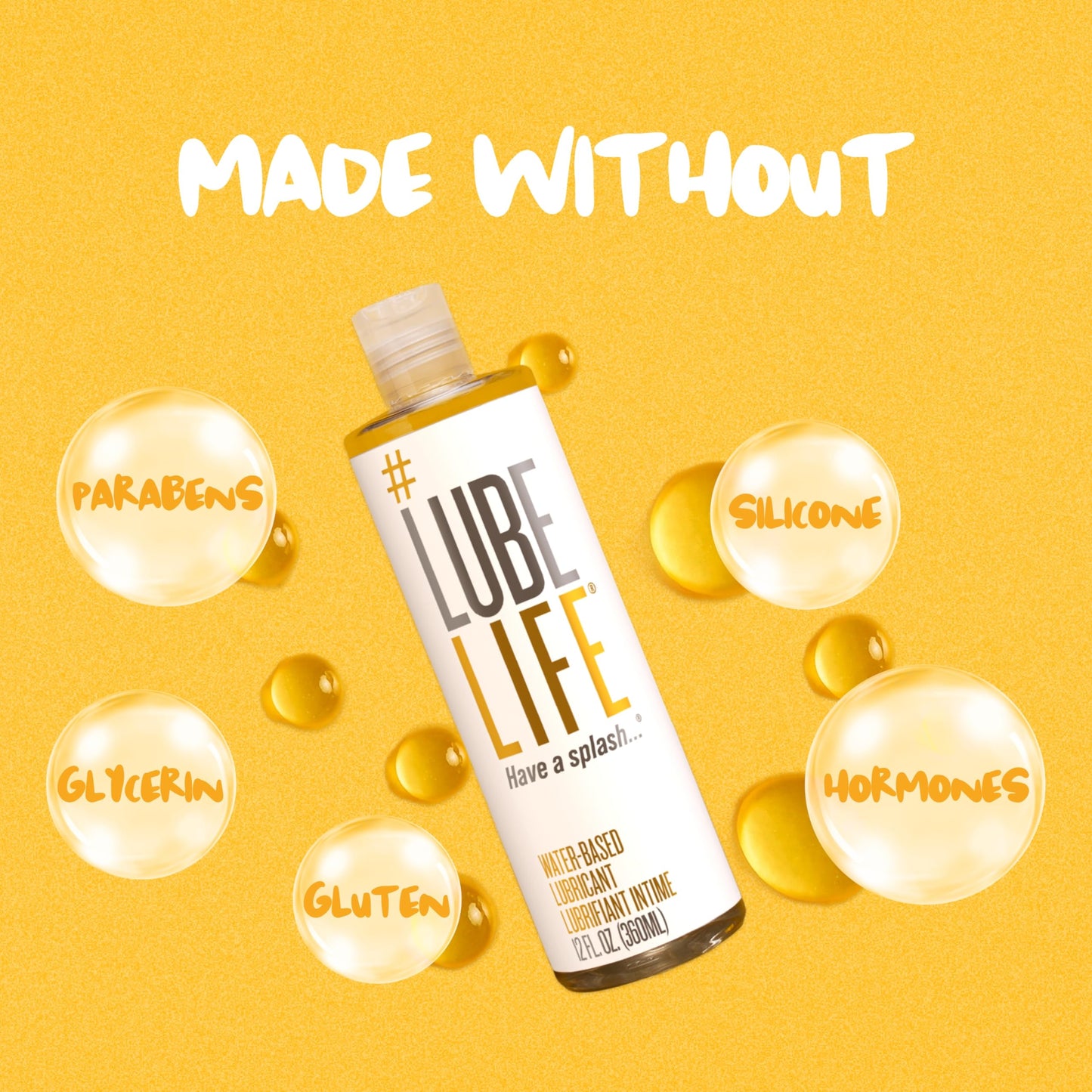 Lube Life Water-Based Personal Lubricant, Lube for Men, Women and Couples, Non-Staining, 8 Fl Oz