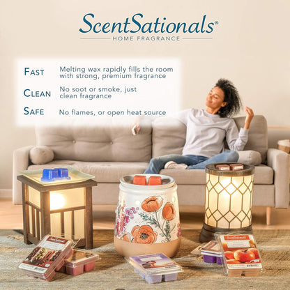 Scentsationals Wax Warmer - Hand Made Art Glass Electric Scented Wax Melter - Pluggable Fragrance Wax Cube Burner - Air Freshener - Home Office Gift (Allure)