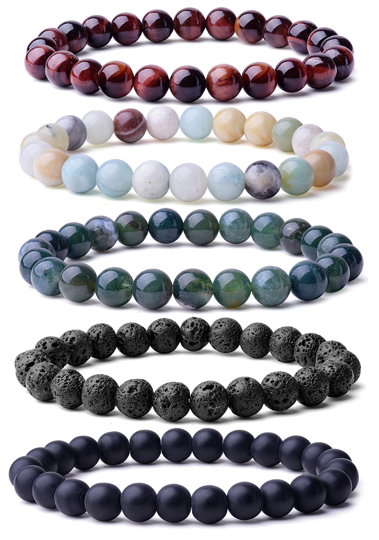 Natural 8mm Gorgeous Semi-Precious Gemstones Healing Crystal Stretch Beaded Bracelet Unisex