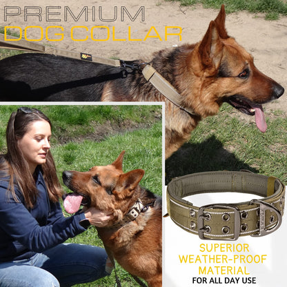 ADITYNA - Heavy Duty Dog Collar with Handle - Thick Dog Collar for Large Dogs - Wide, Reflective, Tactical, Soft Neoprene Padded - Perfect Dog Collar for Training and Walking