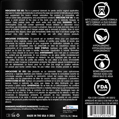 Wet Platinum Silicone-Based Lube for Men, Women & Couples, 4.2 Fl Oz - Ultra Long-Lasting & Water-Resistant Premium Personal Lubricant - Safe to Use with Latex Condoms - Non-Sticky & Hypoallergenic