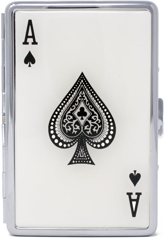 Compact (16 100s) Metal-Plated Cigarette Case & Stash Box (Ace of Spades)