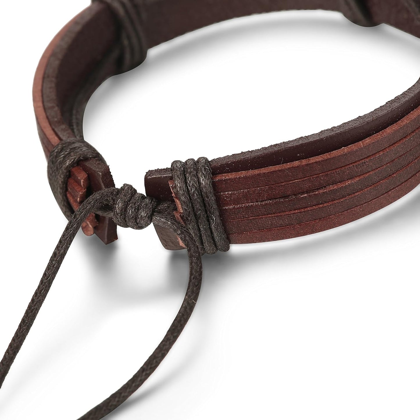 Jstyle 12Pcs Braided Leather Bracelet for Men Women Cuff Wrap Bracelet Adjustable Black and Brown (A:12Pcs)