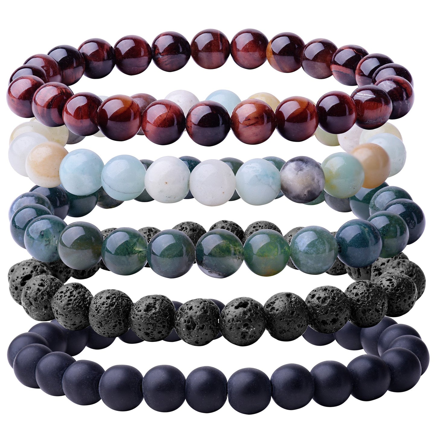 Natural 8mm Gorgeous Semi-Precious Gemstones Healing Crystal Stretch Beaded Bracelet Unisex