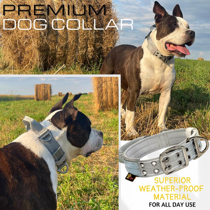ADITYNA - Heavy Duty Dog Collar with Handle - Thick Dog Collar for Large Dogs - Wide, Reflective, Tactical, Soft Neoprene Padded - Perfect Dog Collar for Training and Walking
