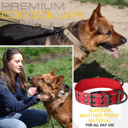 ADITYNA - Heavy Duty Dog Collar with Handle - Thick Dog Collar for Large Dogs - Wide, Reflective, Tactical, Soft Neoprene Padded - Perfect Dog Collar for Training and Walking