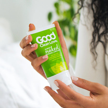 Good Clean Love Almost Naked Organic Water-Based Lube, Personal Lubricant with Aloe Vera, Safe for Adult Toys & Condoms, pH-Balanced, Intimate Wellness Gel for Men & Women, 4 Oz (Packaging May Vary)