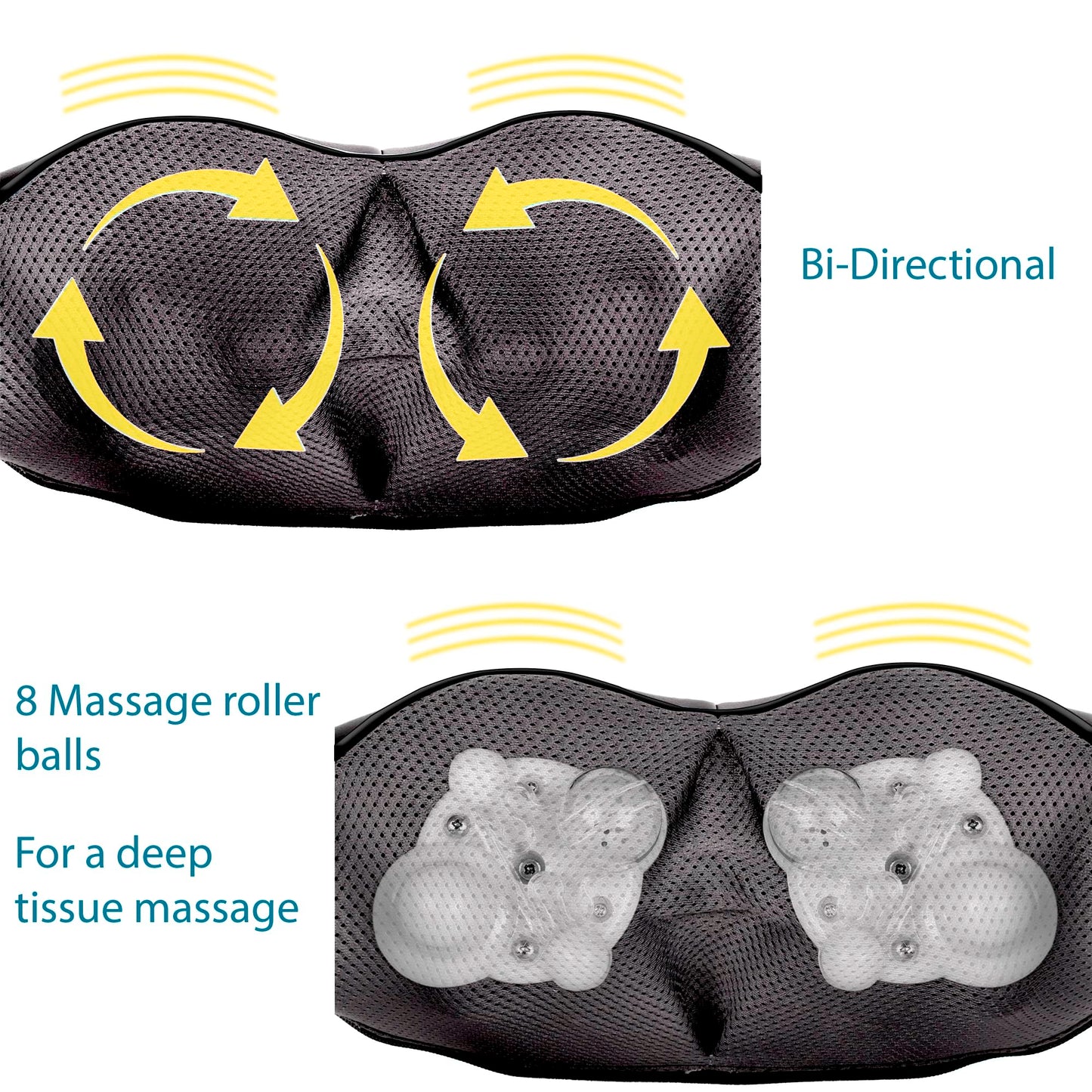 InvoSpa Shiatsu Neck and Back Massager with Heat - Deep Kneading Pillow for Massage - Electric Full Body Massager