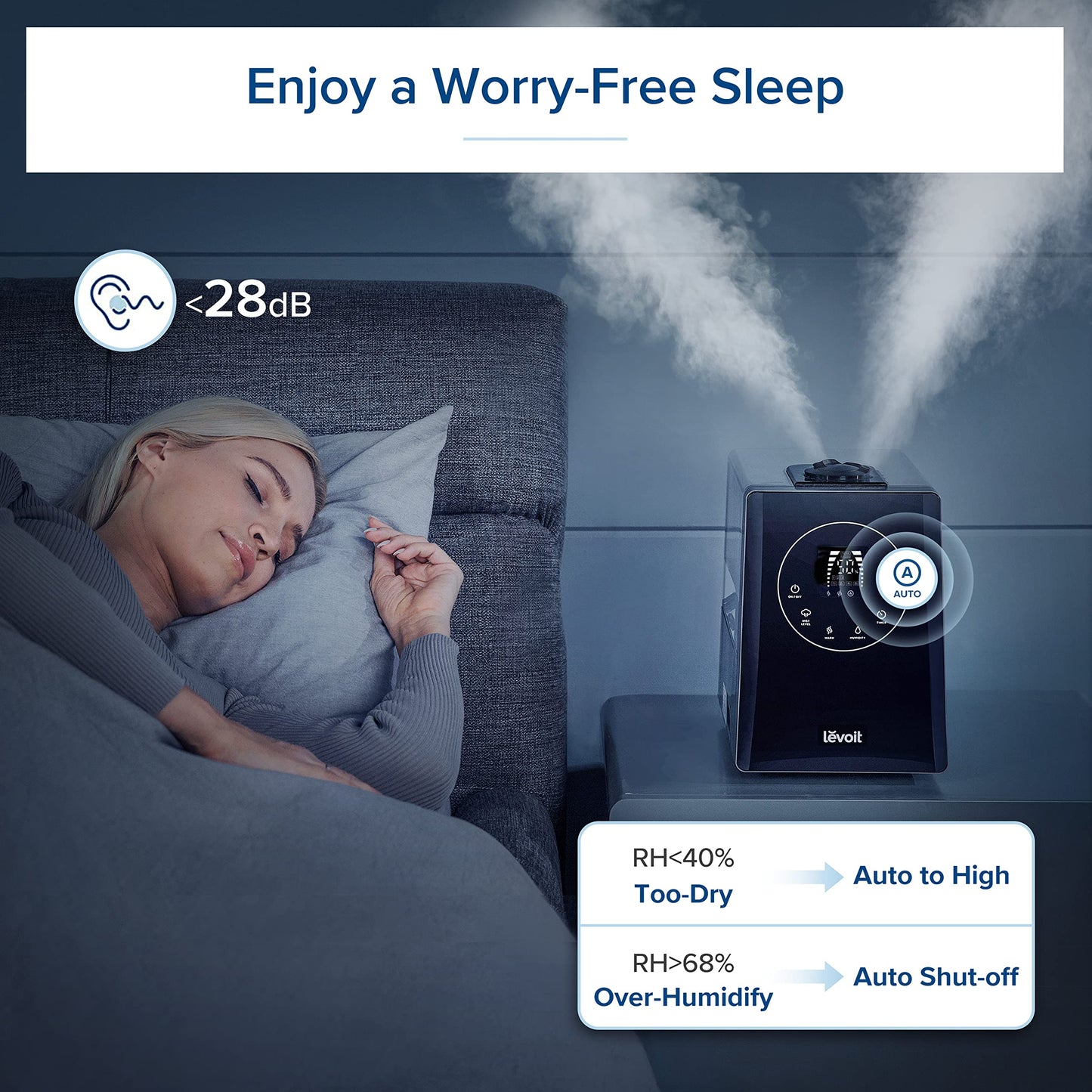 LEVOIT Humidifiers for Bedroom, Quiet (3L Water Tank) Cool Mist Top Fill Essential Oil Diffuser with 25Watt for Home Large Room, 360° Nozzle, Rapid Ultrasonic Humidification for Baby Nursery and Plant