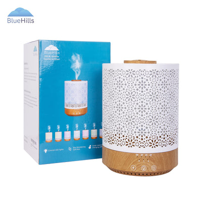 BlueHills Premium 2000 ML XL Essential Oil Diffuser Aromatherapy Humidifier for Large Room Home 40 Hour Run Huge Coverage Area 2 Liter Extra Large Capacity Diffuser Dark Wood Grain (E003)
