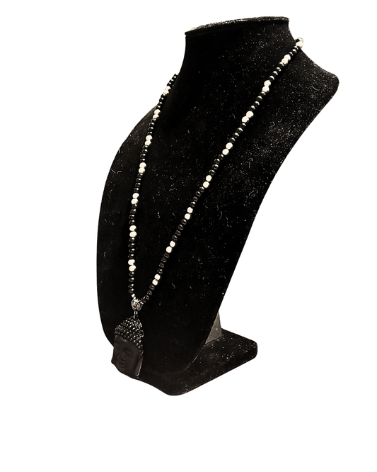 Genuine Onyx Buddha Prayer Bead Necklace