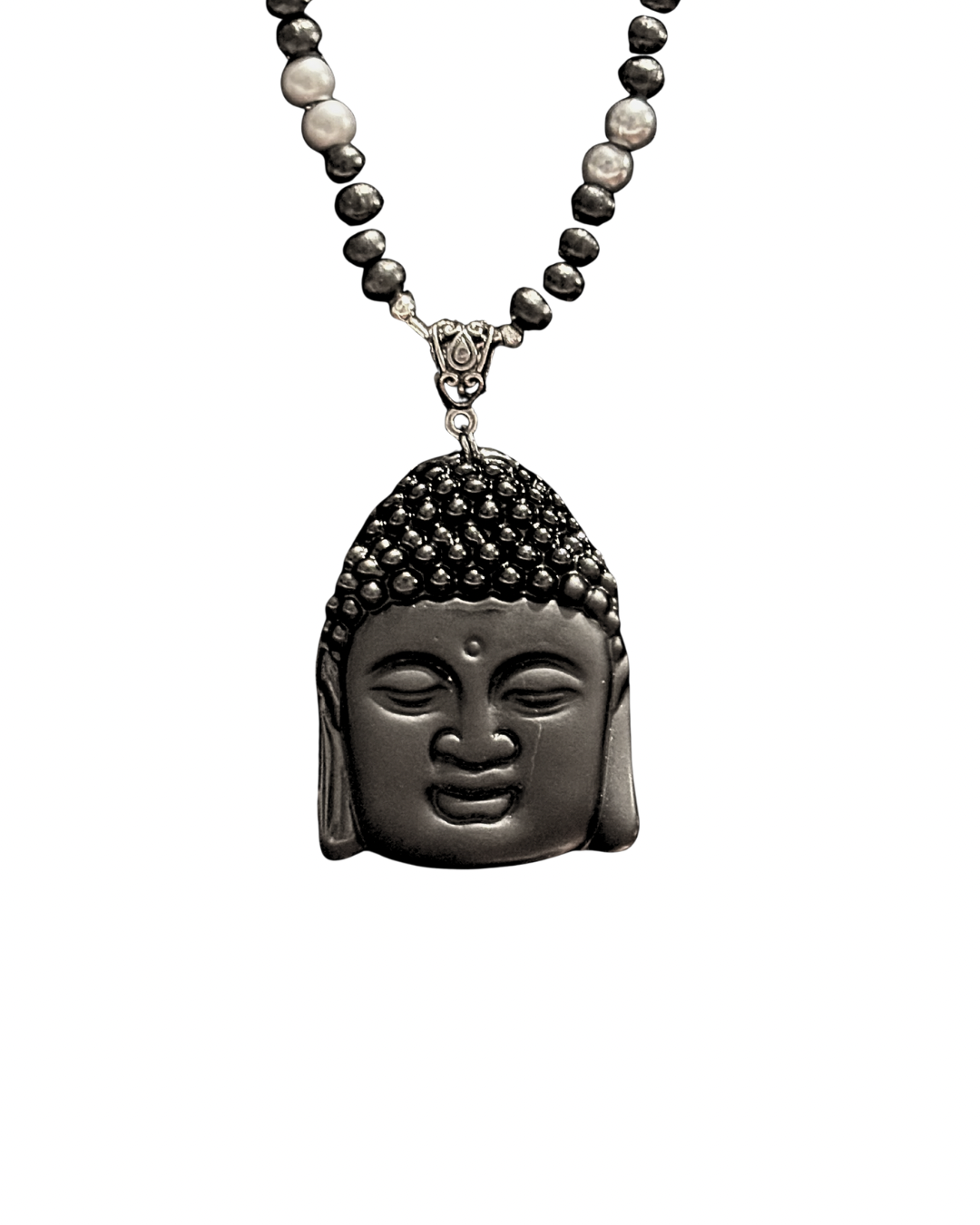 Genuine Onyx Buddha Prayer Bead Necklace