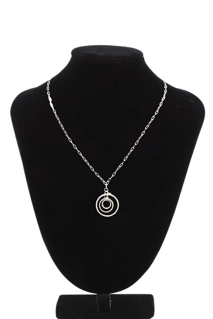 Surgical Steel Multi Ring Pendant Necklace