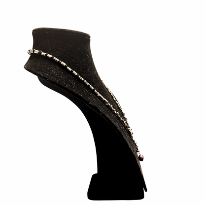 Purple Skull Hand Beaded Lariat Necklace