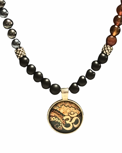 Ohm Mani Padme Hum Beaded Necklace