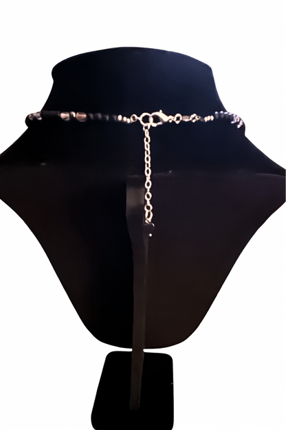 Amethyst and Hematite Beaded Necklace With Sapphic Charm