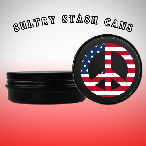 USA PEACE SIGN Stash Tin - Round Storage Container