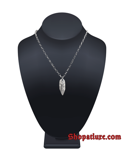 Steel Kenyan Batik African Mask Pendant African Mask Necklace