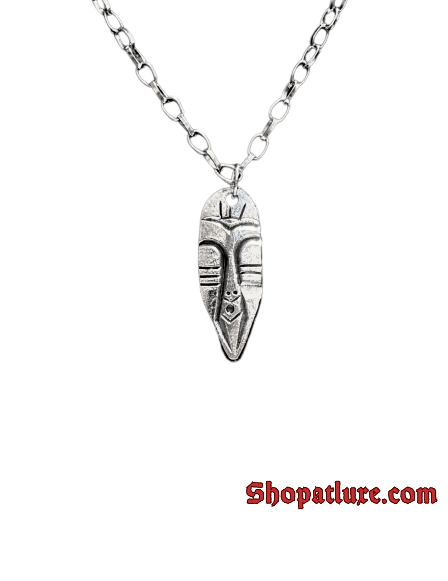 Steel Kenyan Batik African Mask Pendant African Mask Necklace