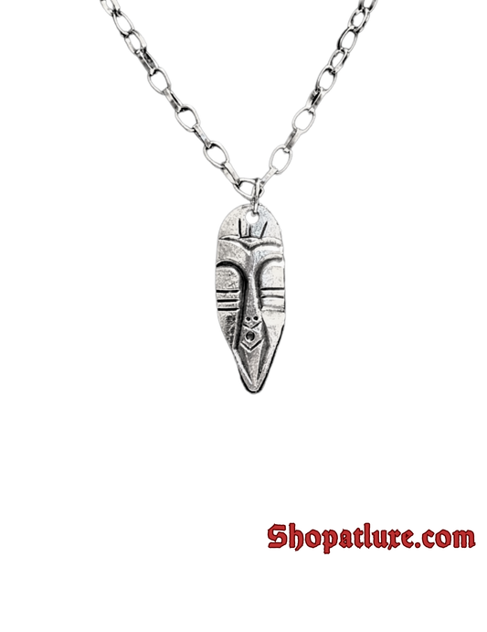Steel Kenyan Batik African Mask Pendant African Mask Necklace