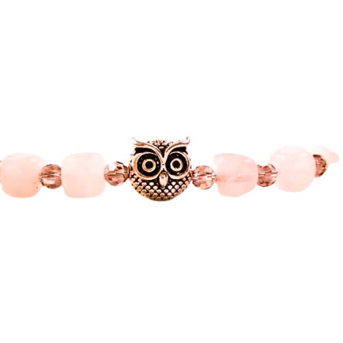 Alpha Owl Pink Quartz Amethyst Bracelet