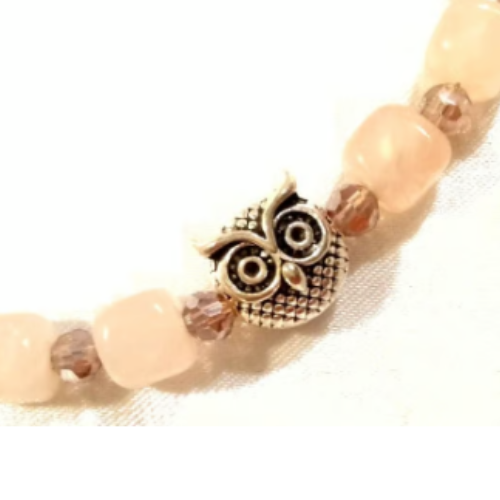 Alpha Owl Pink Quartz Amethyst Bracelet