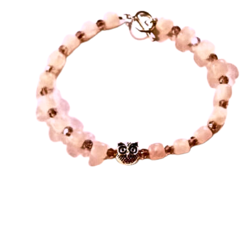 Alpha Owl Pink Quartz Amethyst Bracelet