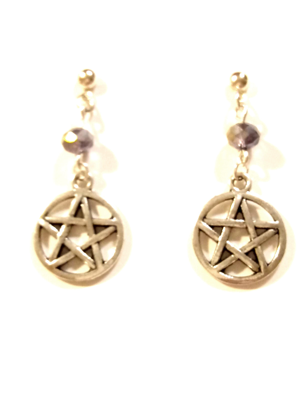 Amethyst Crystal Pentacle Star Earrings