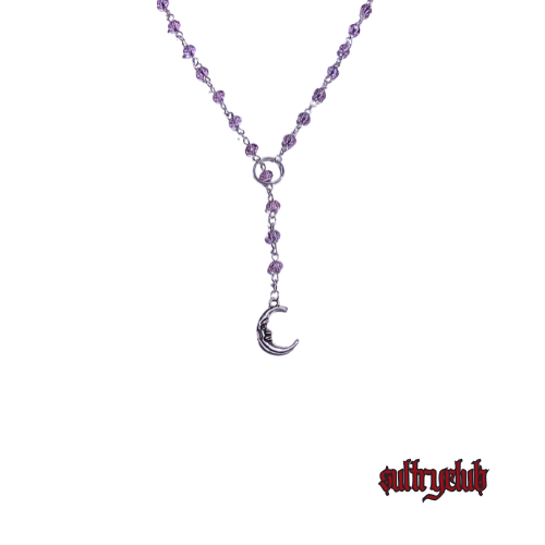 AMETHYST BEADED DISCREET CAPTIVE CHOKER O RING LARIAT NECKLACE