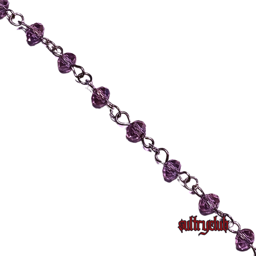 AMETHYST BEADED DISCREET CAPTIVE CHOKER O RING LARIAT NECKLACE