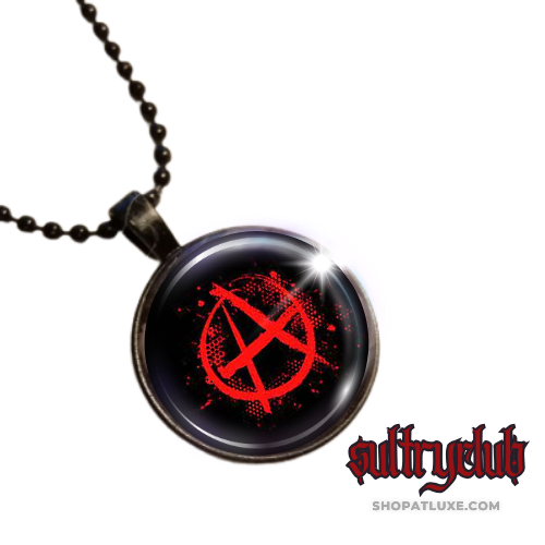 Black And Red Anarchy Symbol Necklace