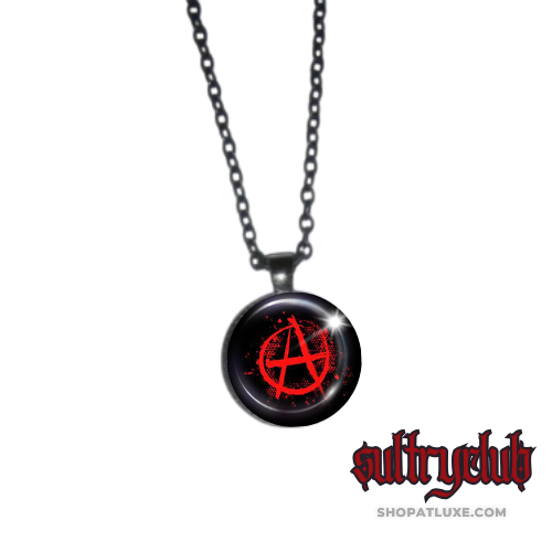 Black And Red Anarchy Symbol Necklace