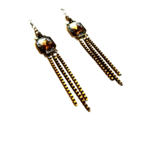 Antique Bronze Pave Chandelier Earrings